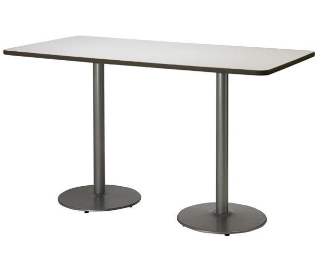 Famous Collis Round Glass Breakroom Tables Intended For Mode Bar Height Cafe Table W/ Silver Round Base (36" X 72 (Gallery 2 of 20)