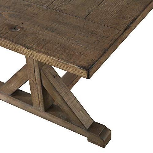Famous Keown 43'' Solid Wood Dining Tables Pertaining To Svitlife Paloma Rustic Reclaimed Wood Rectangular Trestle (View 17 of 20)