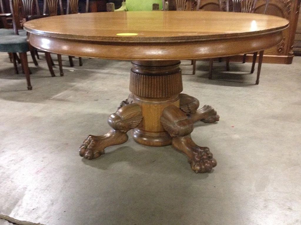 Famous Nashville 40'' Pedestal Dining Tables Intended For Oak Dining Table, Paw Foot, Pedestal, 54 Inch, 6 Leaves (View 7 of 20)
