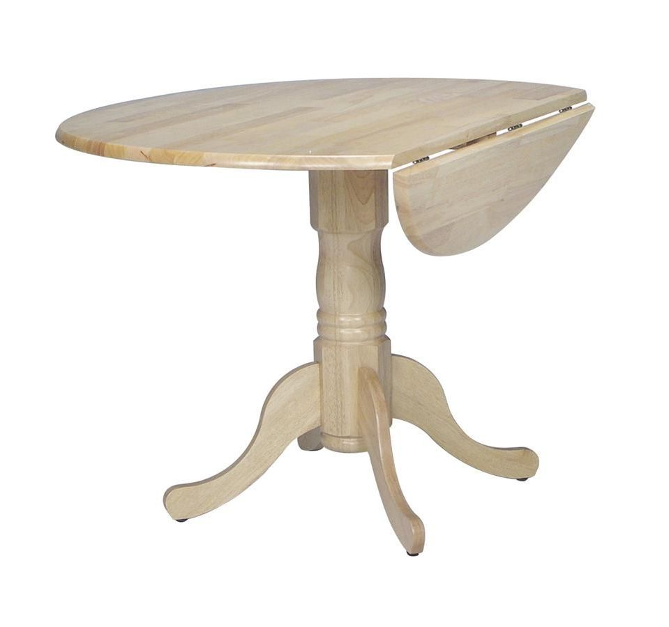 Famous Round Wood Drop Leaf Table – Drop Leaf, Wood, Pedestal In Villani Drop Leaf Rubberwood Solid Wood Pedestal Dining Tables (View 3 of 20)