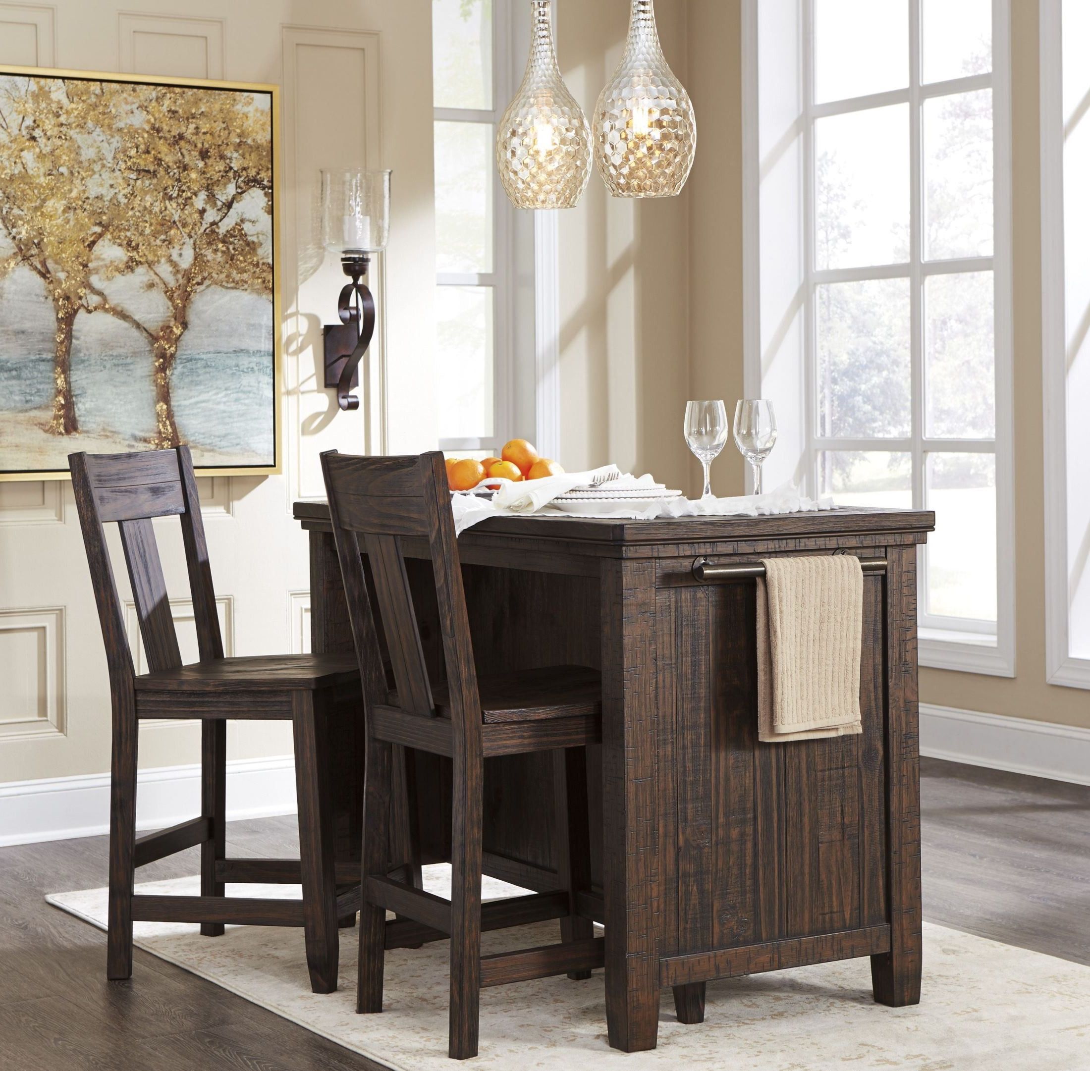Famous Trudell Dark Brown Rectangular Storage Counter Height Within Mciver Counter Height Dining Tables (View 17 of 20)