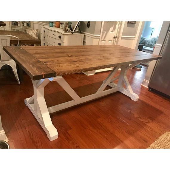 Farmhouse Trestle Dining Table Local Pickup/delivery Only Intended For Recent Alexxia 38'' Trestle Dining Tables (View 3 of 20)