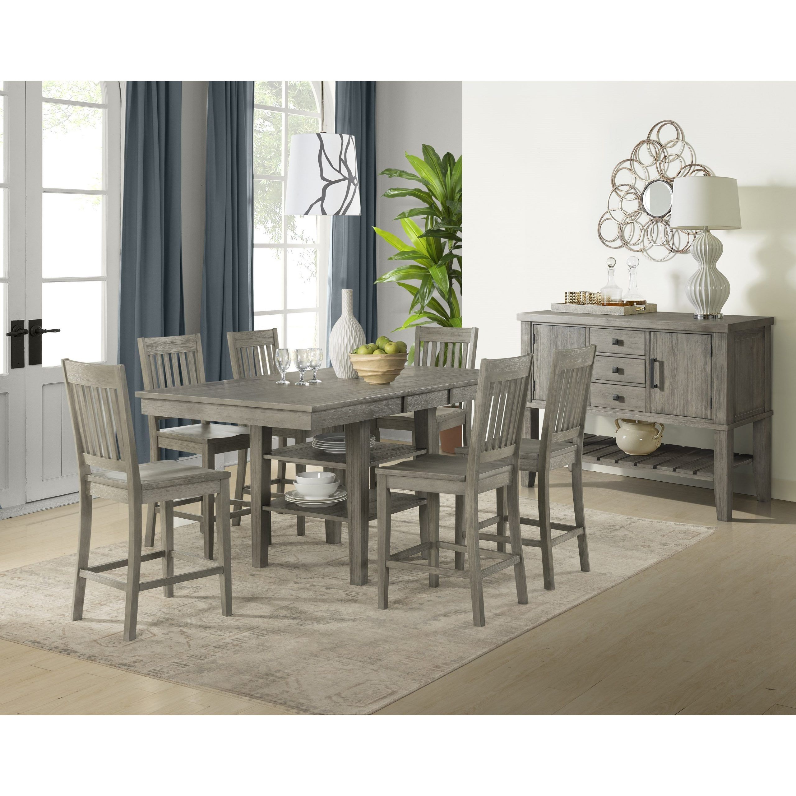 Fashionable Aamerica Huron Transitional Solid Wood Counter Height Throughout Charterville Counter Height Pedestal Dining Tables (View 18 of 20)
