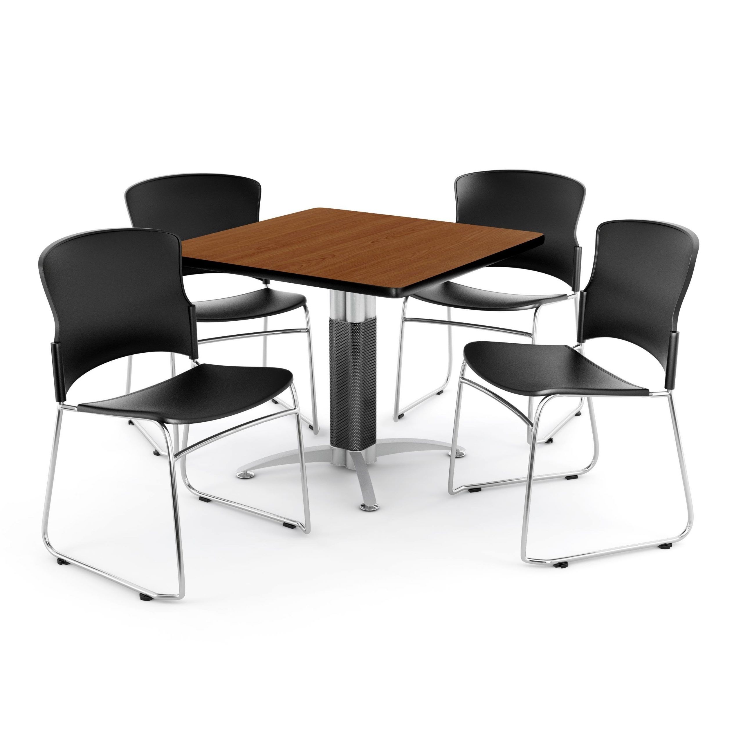Fashionable Bentham 47" L Round Stone Breakroom Tables Pertaining To Ofm Cherry 36 Inch Square Mesh Base Table With 4 Plastic (View 8 of 20)