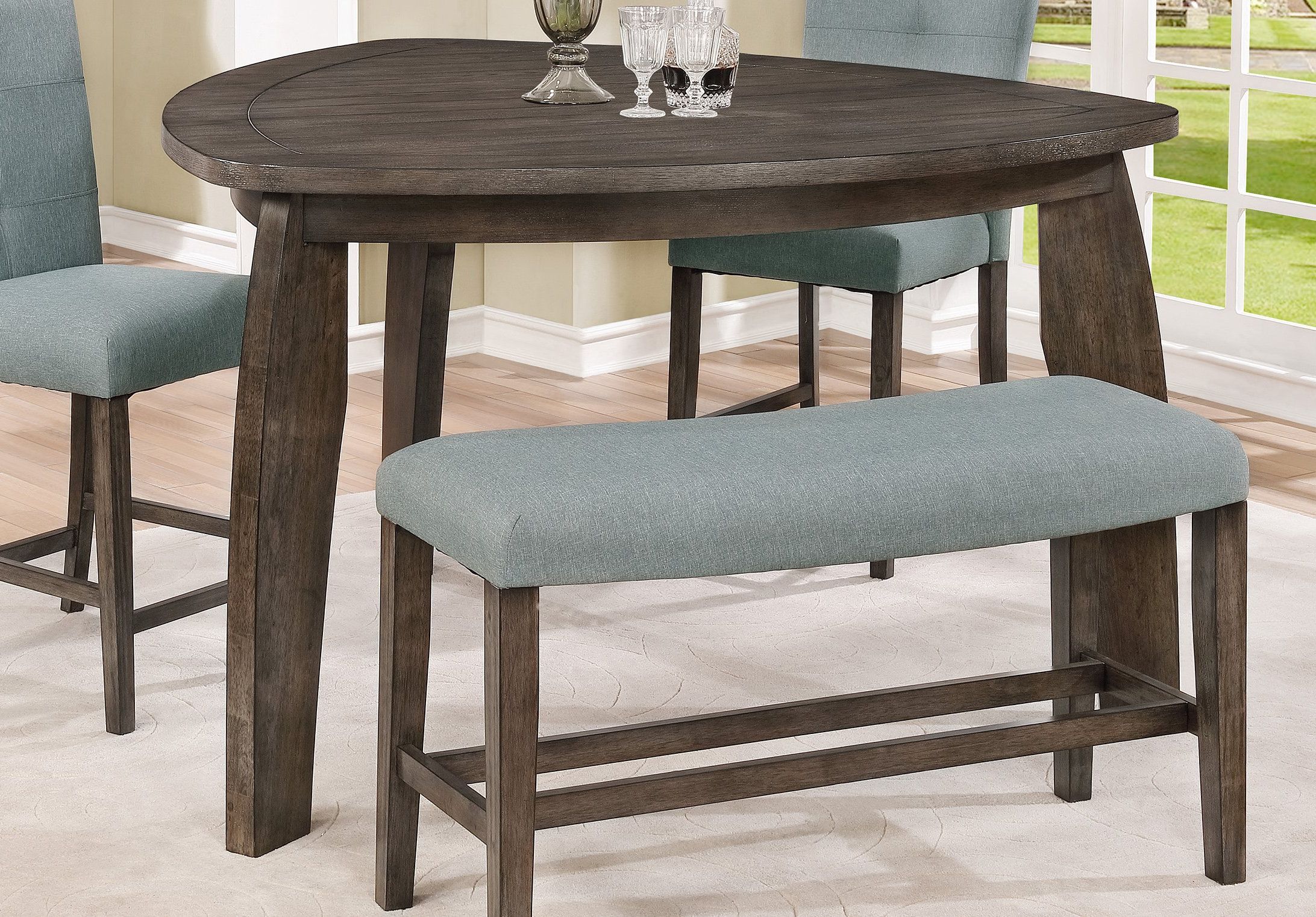 Fashionable Gray 4 Piece Counter Height Tri Table Dining Set – Hollis Within Hearne Counter Height Dining Tables (Gallery 19 of 20)