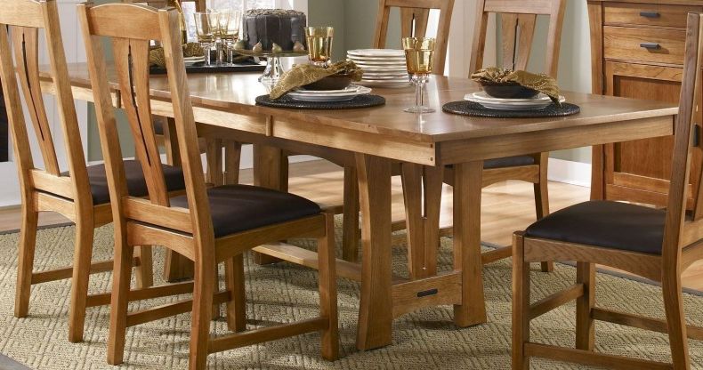 Fashionable Nerida Trestle Dining Tables Regarding Cattail Bungalow 96" Warm Amber Extendable Trestle Dining (View 8 of 20)