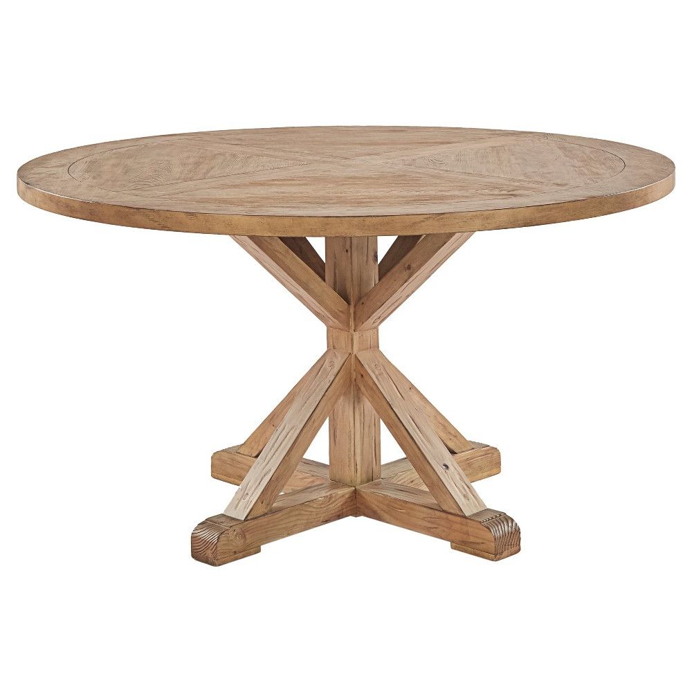 Favorite Sierra Round Farmhouse Pedestal Base Wood Dining Table With Bineau 35'' Pedestal Dining Tables (View 7 of 20)