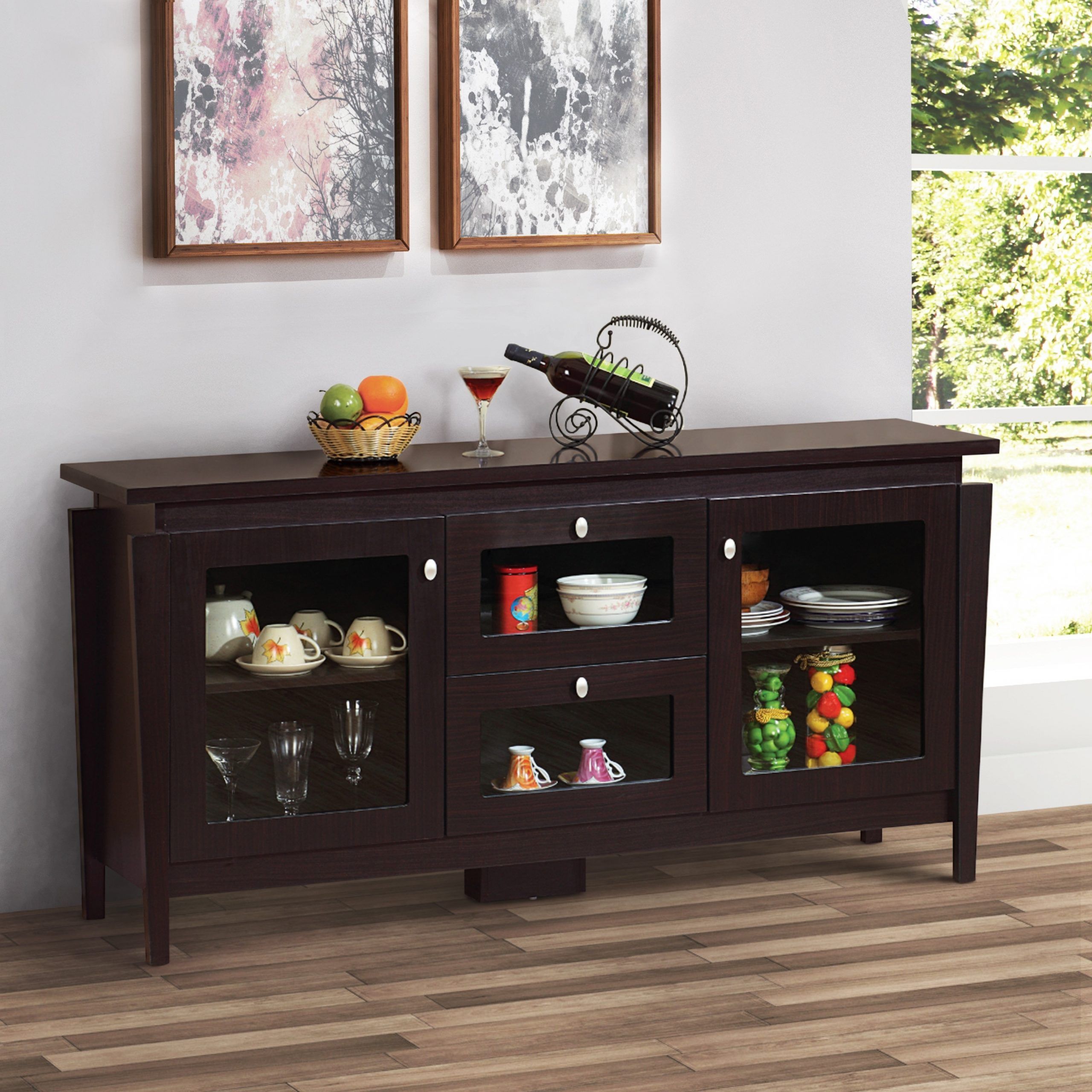 Furniture Of America Cays Modern Brown 60 Inch Buffet With Regard To Most Recent 3 Games Convertible 80 Inches Multi Game Tables (View 16 of 20)
