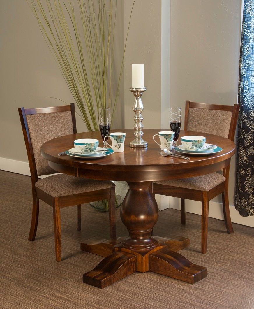 Geneve Maple Solid Wood Pedestal Dining Tables Pertaining To Newest Amish Pedestal Dining Table Round Traditional Country (View 18 of 20)