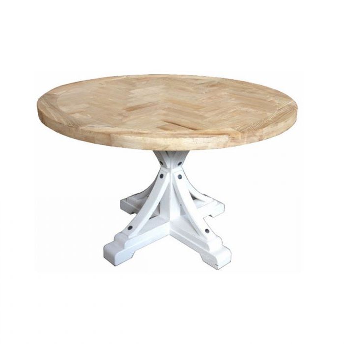 Gibraltar Round Dining Table Natural Top & White Base In Widely Used Yaqub 39'' Dining Tables (View 6 of 20)