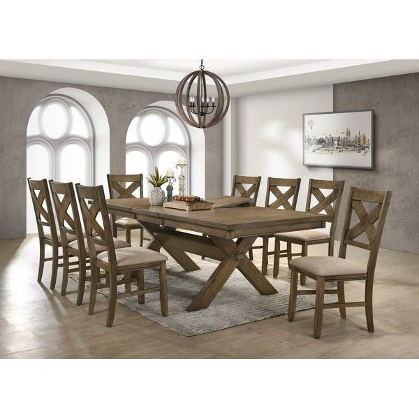 Give Your Dining Area A Warm, Welcoming Update With This 9 With 2019 Babbie Butterfly Leaf Pine Solid Wood Trestle Dining Tables (View 3 of 20)