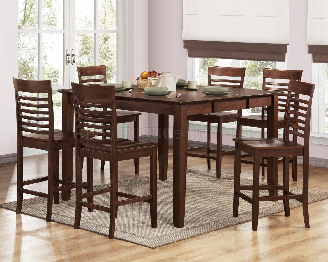 Hearne Counter Height Dining Tables Within Widely Used Brown Espresso Modern Counter Height Dining Table W/options (View 4 of 20)