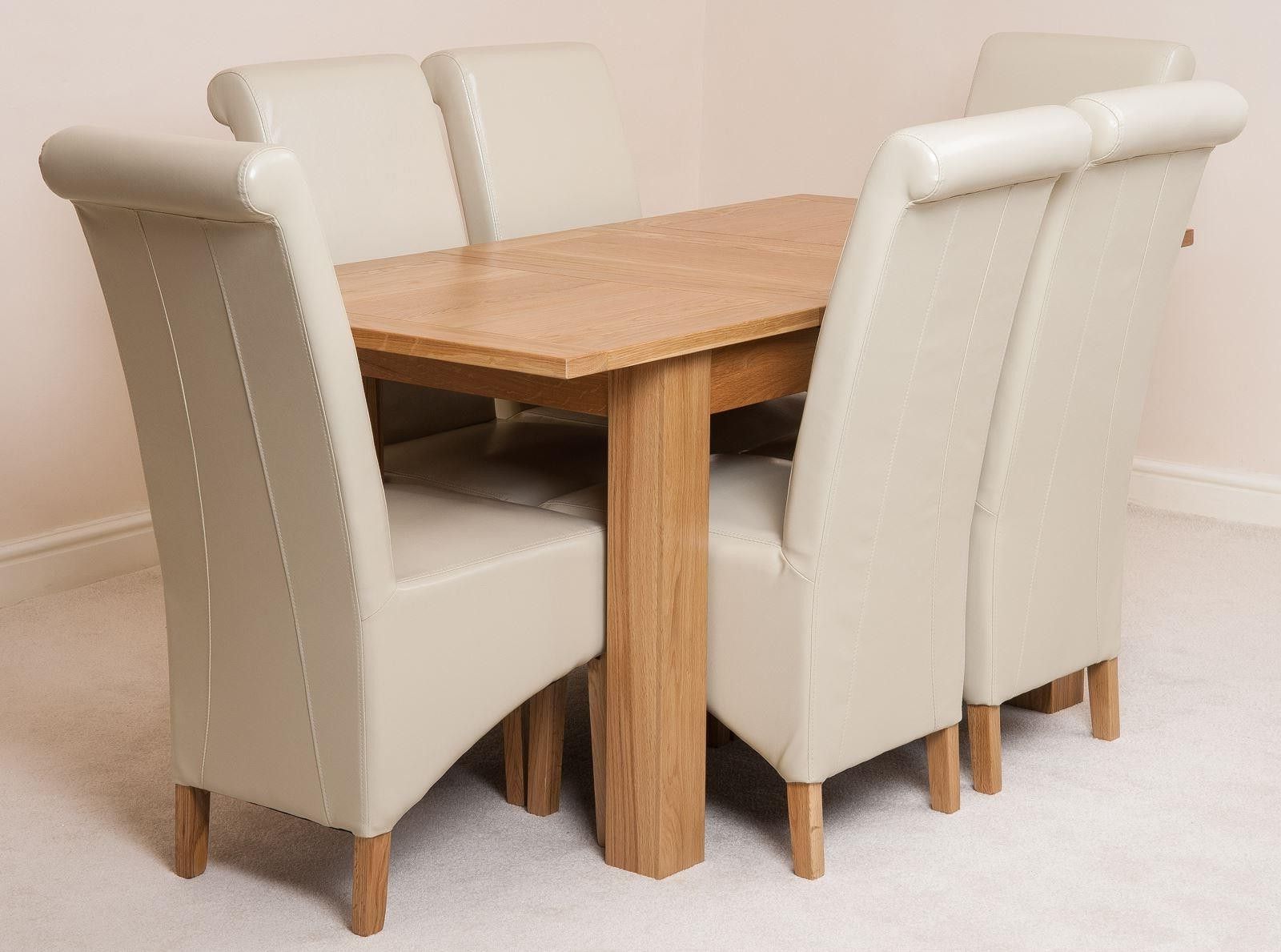 Hetton 38'' Dining Tables Within Preferred Hampton Extending Rustic Oak Dining Table With 6 Burgundy (View 13 of 20)