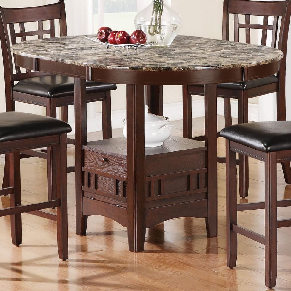 Jovan Counter Height Table With Faux Marble Topcoaster For Favorite Hearne Counter Height Dining Tables (View 13 of 20)