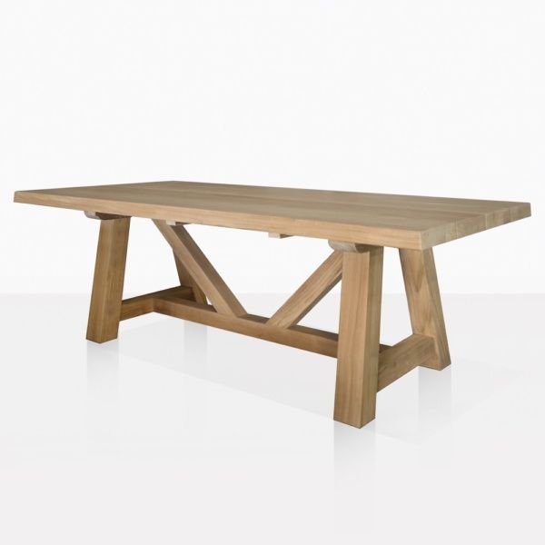 Kara Trestle Dining Tables Throughout Famous Devon Teak Outdoor Dining Trestle Tables (Gallery 19 of 20)