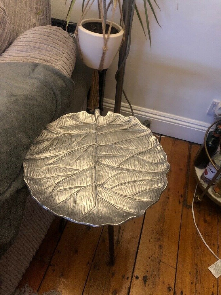 Kayleigh 35.44'' Dining Tables With Regard To Fashionable Brand New Tk Maxx Leaf Design Side Table, Silver / Grey (Gallery 20 of 20)