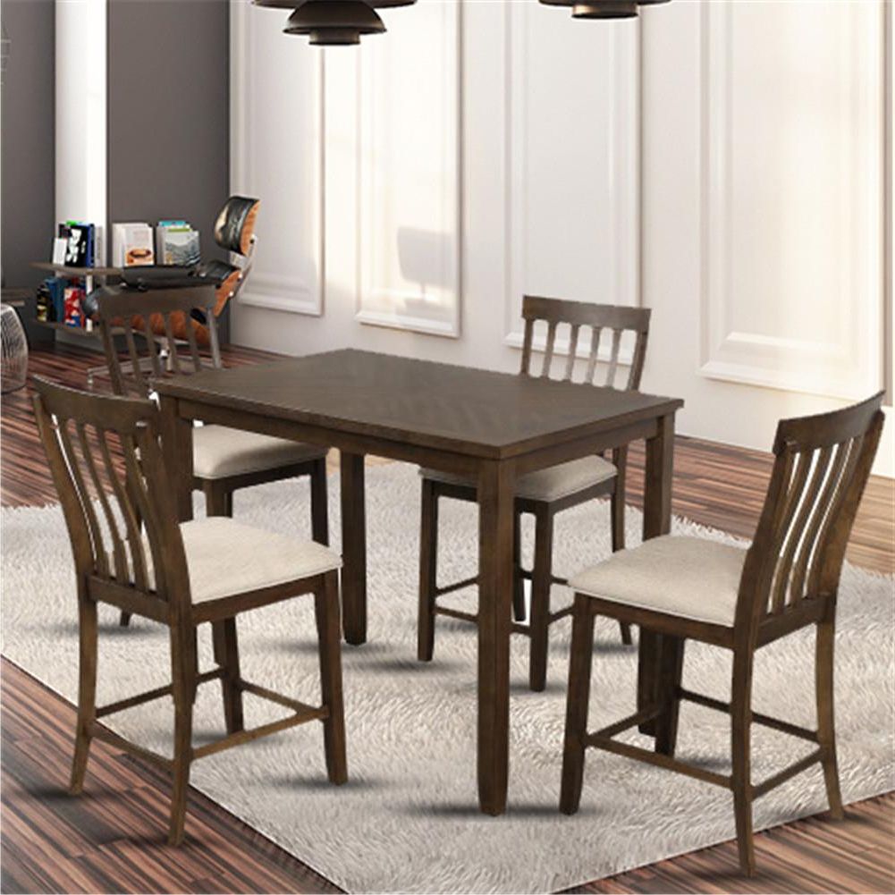 Keown 43'' Solid Wood Dining Tables With Regard To Well Liked 5 Piece Counter High Dining Table And Chairs, Solid Wood (View 6 of 20)