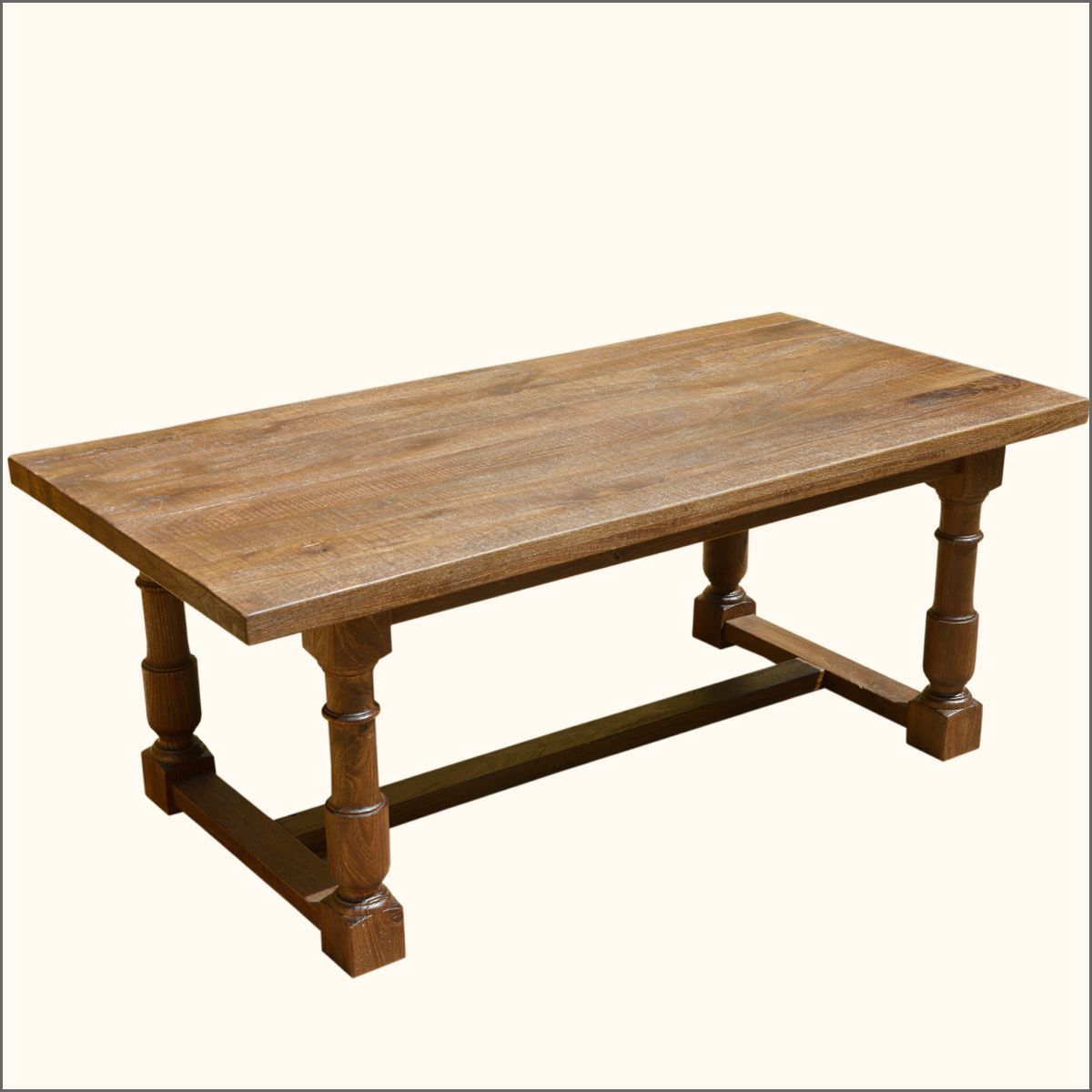 Large Solid Mango Wood Nelson 79" Dining Table With Turned Pertaining To Most Popular Carelton 36'' Mango Solid Wood Trestle Dining Tables (View 3 of 20)