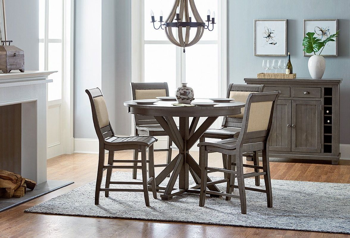 Lark Manor Epine Round Counter Height Dining Table With Regard To Preferred Eduarte Counter Height Dining Tables (View 11 of 20)