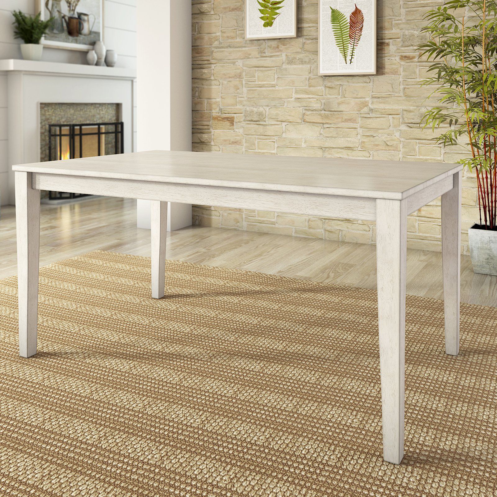 Lexington Large 60" Wood Dining Table, White – Walmart For Fashionable Nazan 46'' Dining Tables (View 5 of 20)
