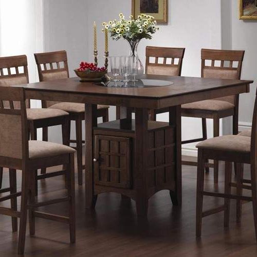Liesel Bar Height Pedestal Dining Tables Throughout Most Recent Mix & Match Counter Height Dining Table With Storage (View 7 of 20)