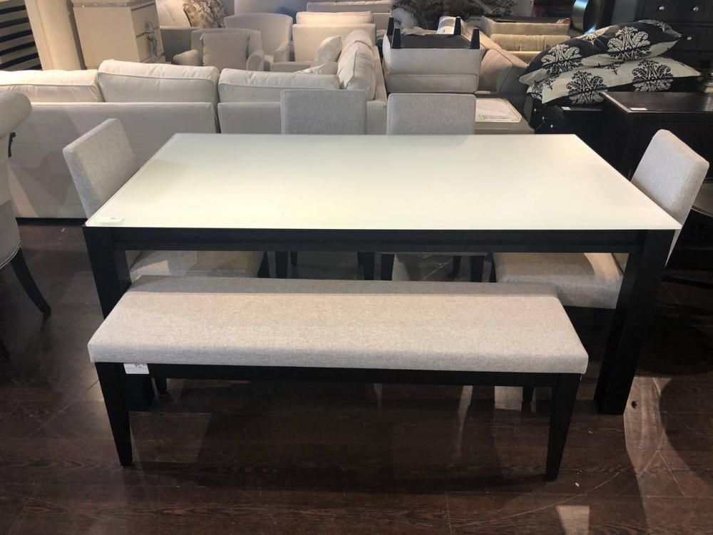 Lot – Dining Table With 4 Chairs And Single Bench Regarding Recent 72" L Breakroom Tables And Chair Set (View 5 of 20)
