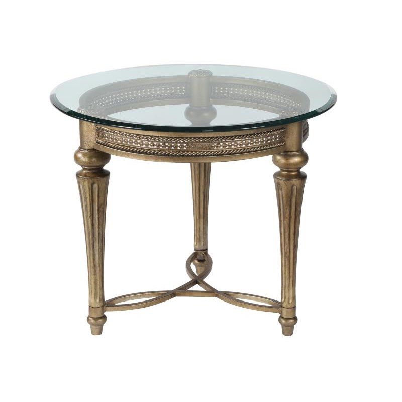 Magnussen Galloway Round End Table With Glass Top – 37504x Kit Intended For Current Collis Round Glass Breakroom Tables (View 11 of 20)