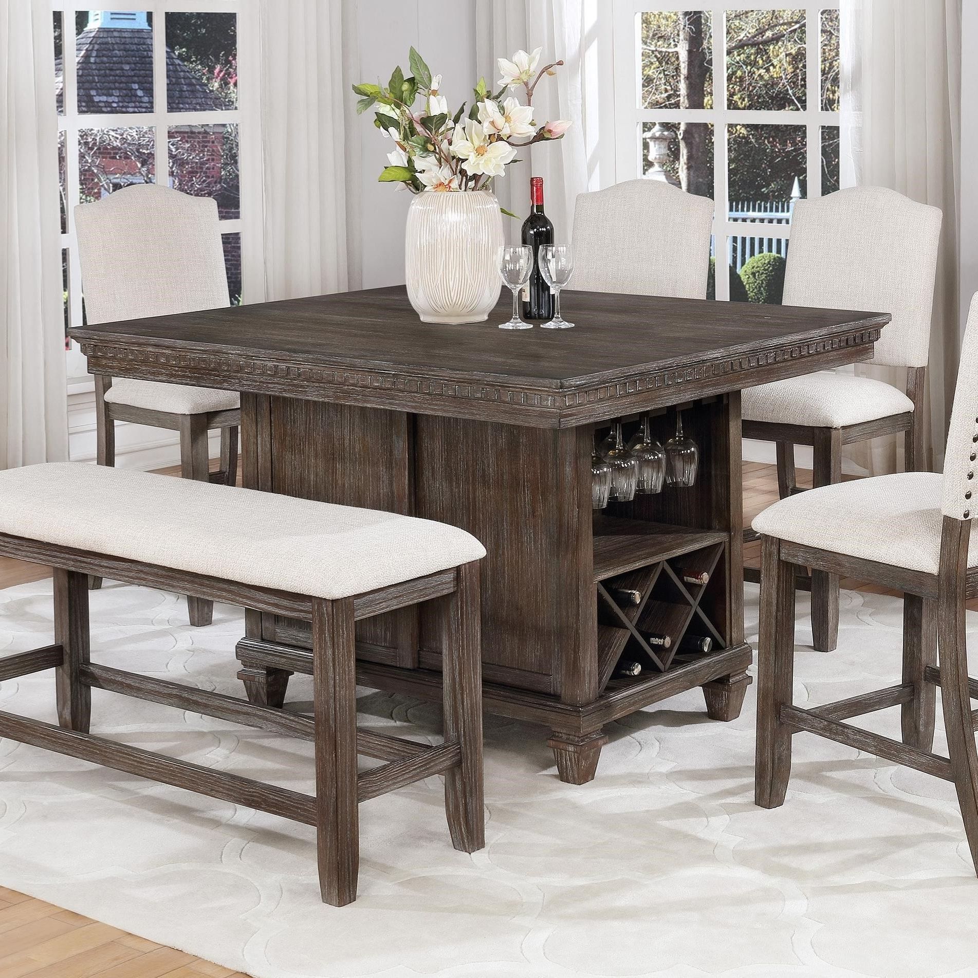Mciver Counter Height Dining Tables Within Famous Crown Mark Regent Counter Height Table With Built In Wine (View 1 of 20)