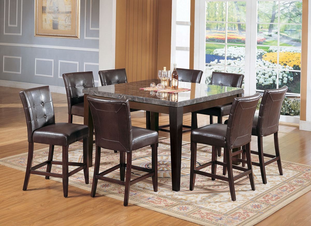 Mciver Counter Height Dining Tables Within Favorite Acme Danville 7 Pc Marble Top Square Counter Height Dining (View 14 of 20)