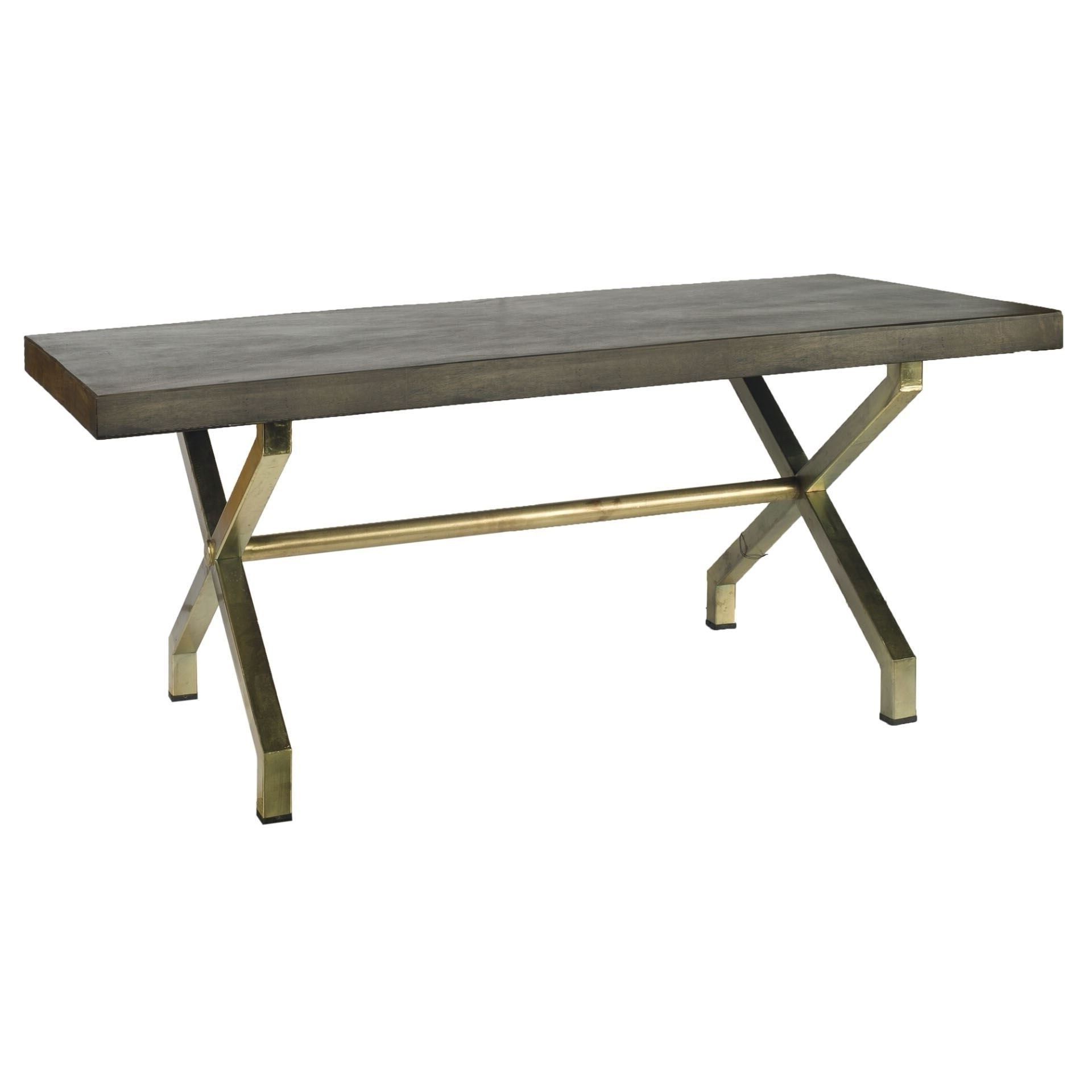 Mercana Arrow I Dark Walnut/antiqued Brass Wood/iron Within Popular Mccrimmon 36'' Mango Solid Wood Dining Tables (View 14 of 20)