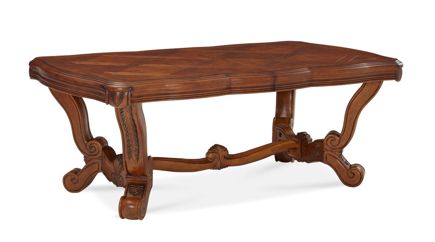 Michael Amini Tuscano Traditional Rectangular Trestle Intended For Fashionable Nerida Trestle Dining Tables (Gallery 9 of 20)