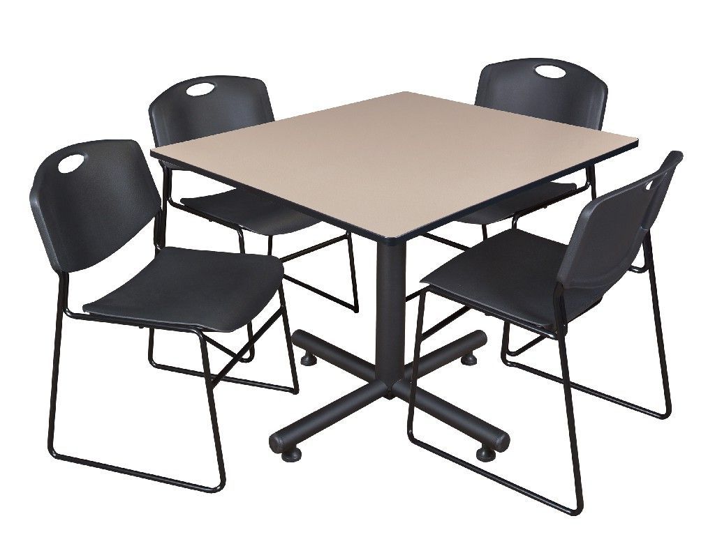 Mode Square Breakroom Tables With Best And Newest Kobe 48" Square Breakroom Table In Beige & 4 Zeng Stack (View 5 of 20)