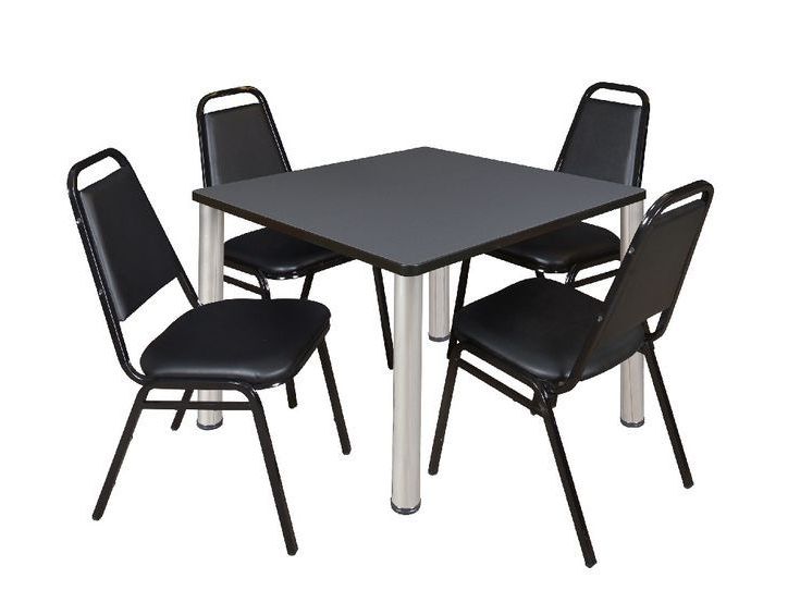 Mode Square Breakroom Tables Within Current Kee 36 "square Breakroom Bord I Grått / Chrome &  (View 1 of 20)