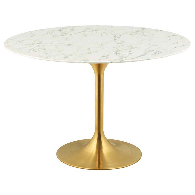 Modway Lippa 47"" Round Faux Marble Top Pedestal Dining With 2020 Kohut 47'' Pedestal Dining Tables (View 7 of 20)