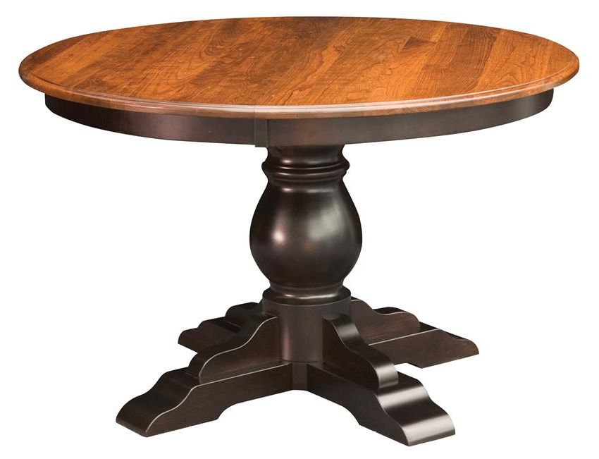 Monogram 48'' Solid Oak Pedestal Dining Tables In Trendy Single Pedestal Round Amish Dining Table (View 17 of 20)