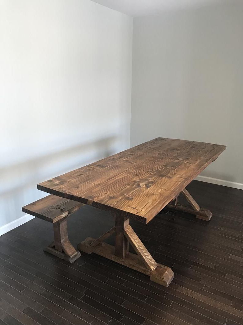 Most Current Leonila 48'' Trestle Dining Tables With Regard To Classic Wood Trestle Table (w/ Optional Bench) In  (View 3 of 20)