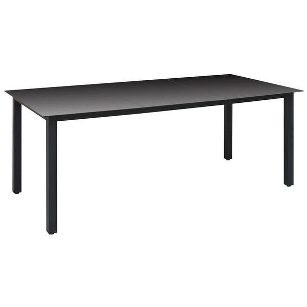 Most Popular Clennell 35.4'' Iron Dining Tables With Regard To Vidaxl Garden Dining Table Glass Aluminum 74.8"x35.4"x (View 8 of 20)