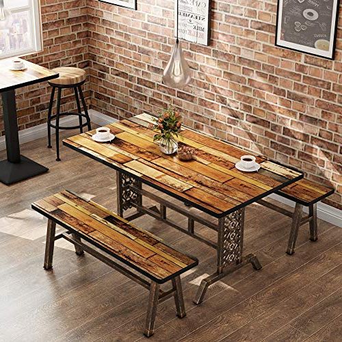 Most Popular Tribesigns Dining Table With Two Benches, 3 Pieces Dining Regarding Anzum 23.6'' Dining Tables (Gallery 19 of 20)