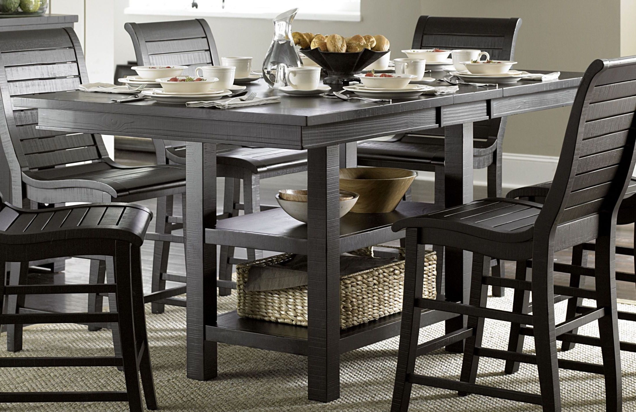 Most Popular Willow Distressed Black Rectangular Counter Height Dining Within Eduarte Counter Height Dining Tables (View 9 of 20)