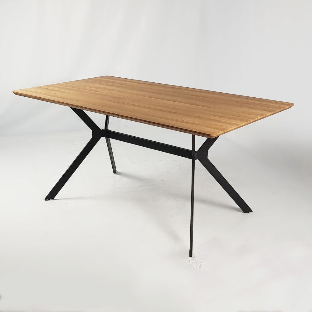 Most Popular Wooden Rectangle Dining Table Only With Iron Legs 160x90 For Dellaney 35'' Iron Dining Tables (View 4 of 20)