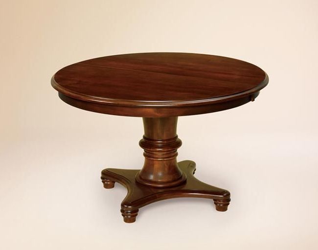 Most Recent Amish Woodbury Single Pedestal Dining Room Table — This Regarding Wilkesville 47'' Pedestal Dining Tables (Gallery 17 of 20)