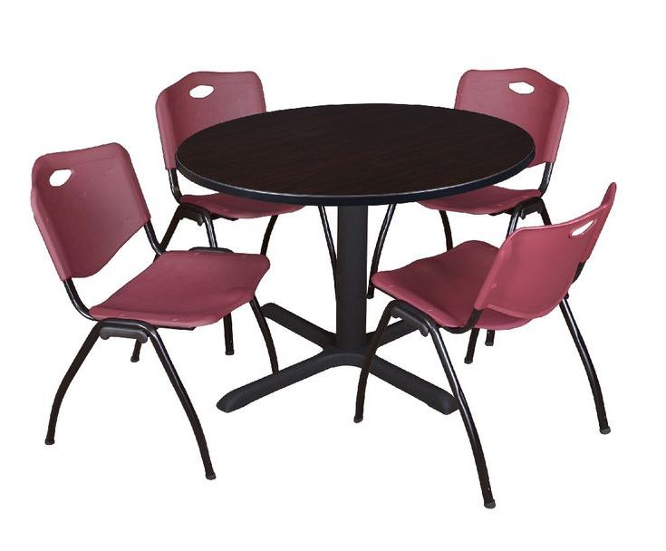 Most Recent Mode Round Breakroom Tables Throughout Cain 48" Round Breakroom Table In Mocha Walnut & 4 'm (View 1 of 20)