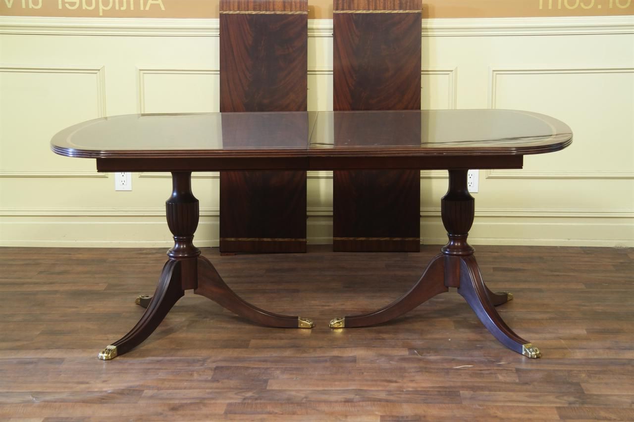 Most Recently Released Antique Style Double Pedestal Mahogany Dining Table For Sale Pertaining To 28'' Pedestal Dining Tables (View 3 of 20)