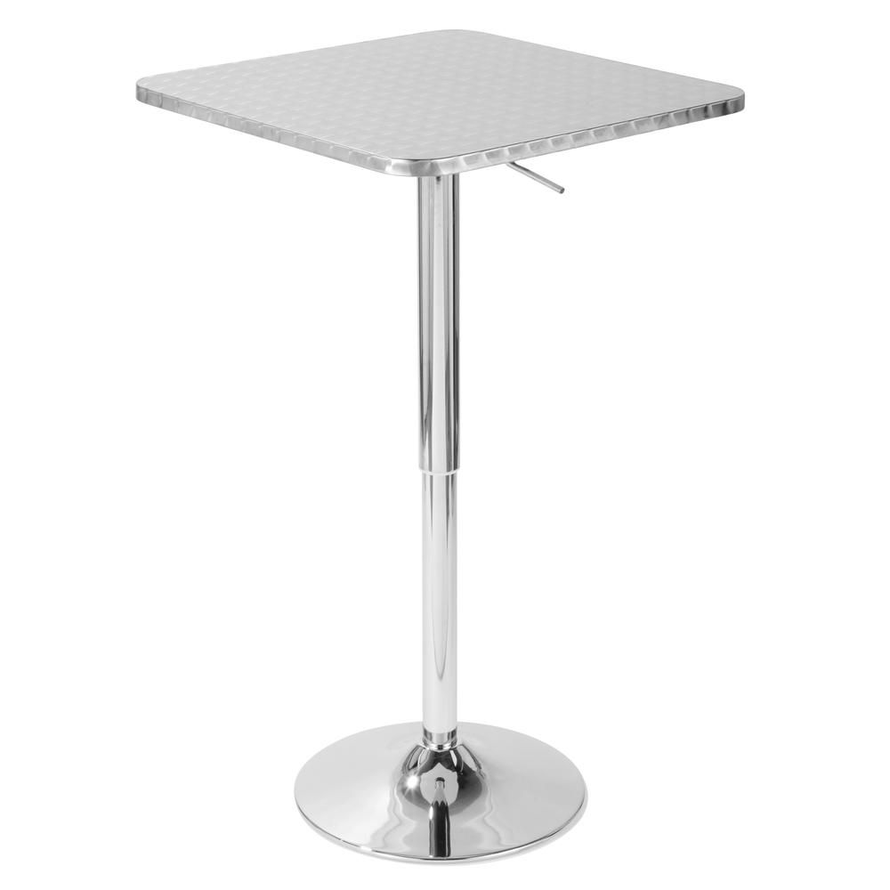 Most Recently Released Bentham 47" L Round Stone Breakroom Tables Throughout Bistro Height Adjustable Bar Table – Square, Silver (View 14 of 20)