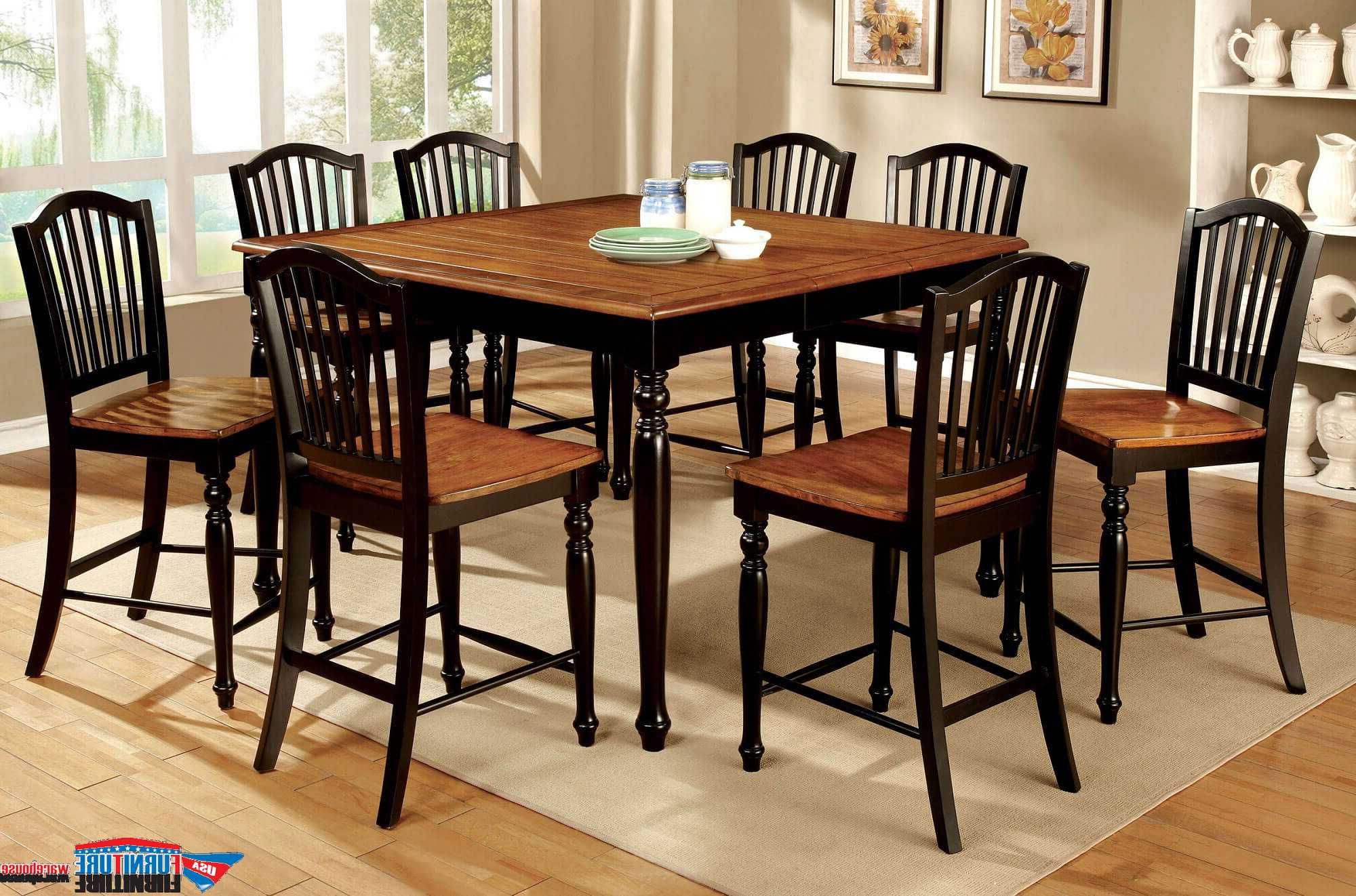 Most Up To Date 9 Piece Maywille Counter Height Dining Set In Black For Counter Height Dining Tables (View 18 of 20)