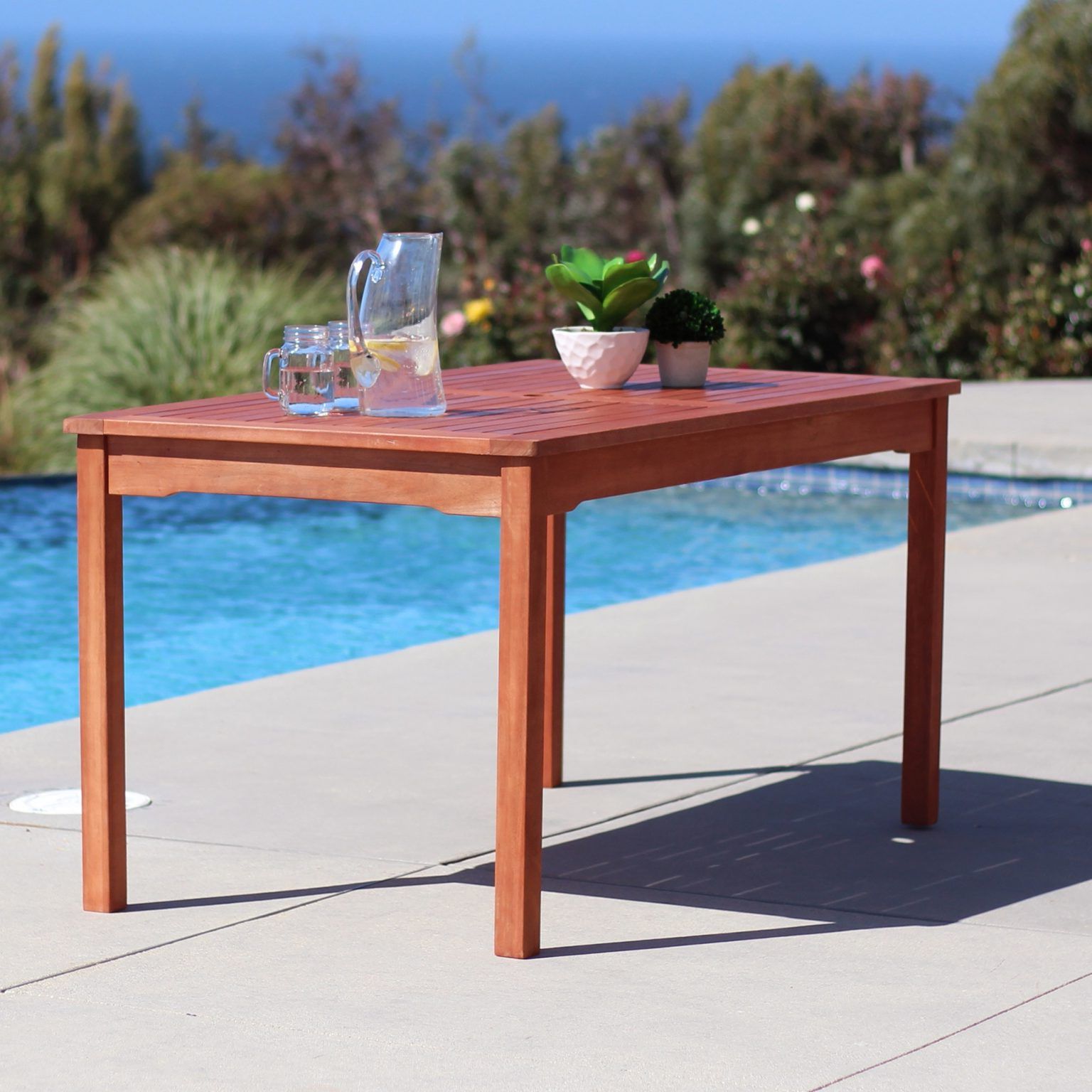 Most Up To Date Natural Wood – Malibu Outdoor 3 Piece Wood Patio Within Elite Rectangle 48" L X 24" W Tables (View 10 of 20)