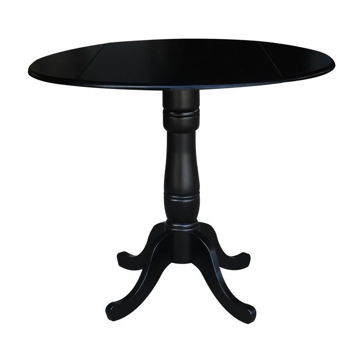Most Up To Date Wilkesville 47'' Pedestal Dining Tables Regarding 29.5" Davidson Round Dual Drop Leaf Pedestal Table Black (Gallery 3 of 20)