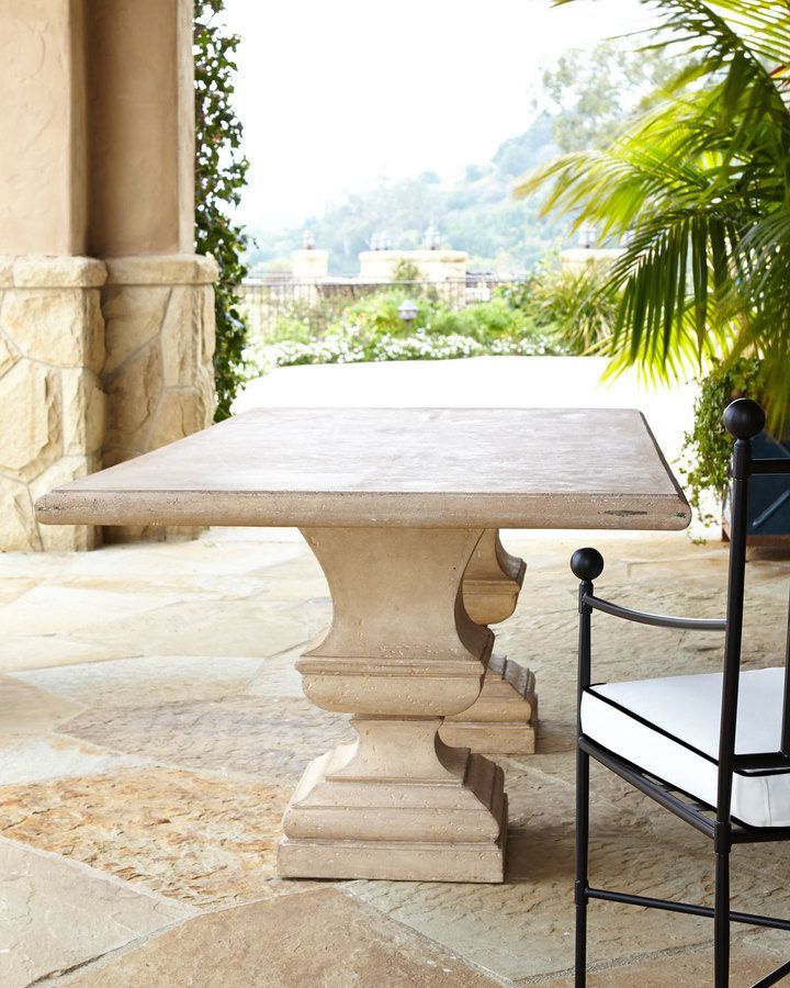Nalan 38'' Dining Tables Inside Best And Newest Horchow Alexandra Outdoor Double Urn Pedestal Table (View 2 of 20)