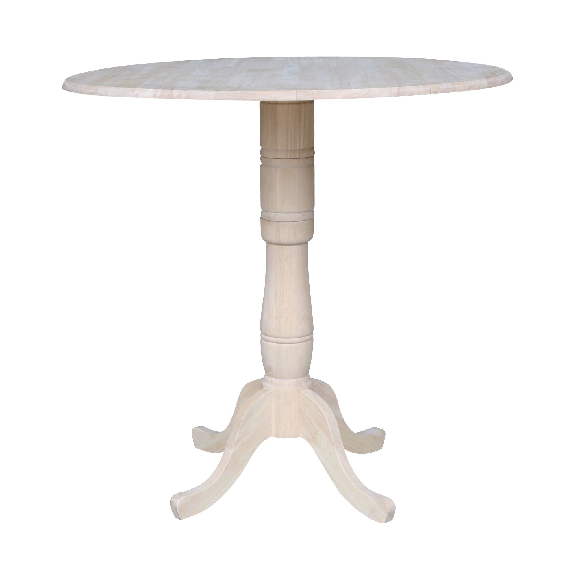 Newest Bar Height Pedestal Dining Tables Throughout 42" Round Pedestal Dual Drop Leaf Bar Height Table –  (View 8 of 20)