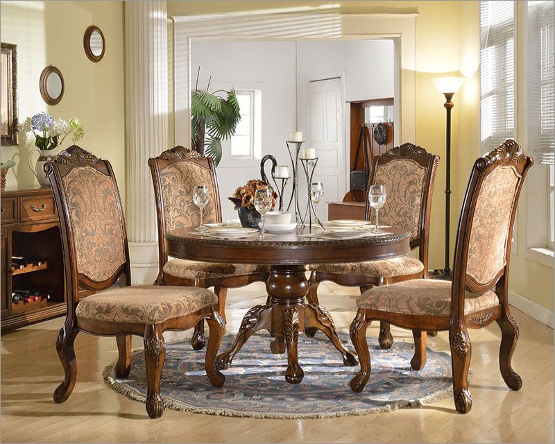 Newest Classic Dining Tables Within Dining Set W/ Round Dining Table In Traditional Style (View 3 of 20)